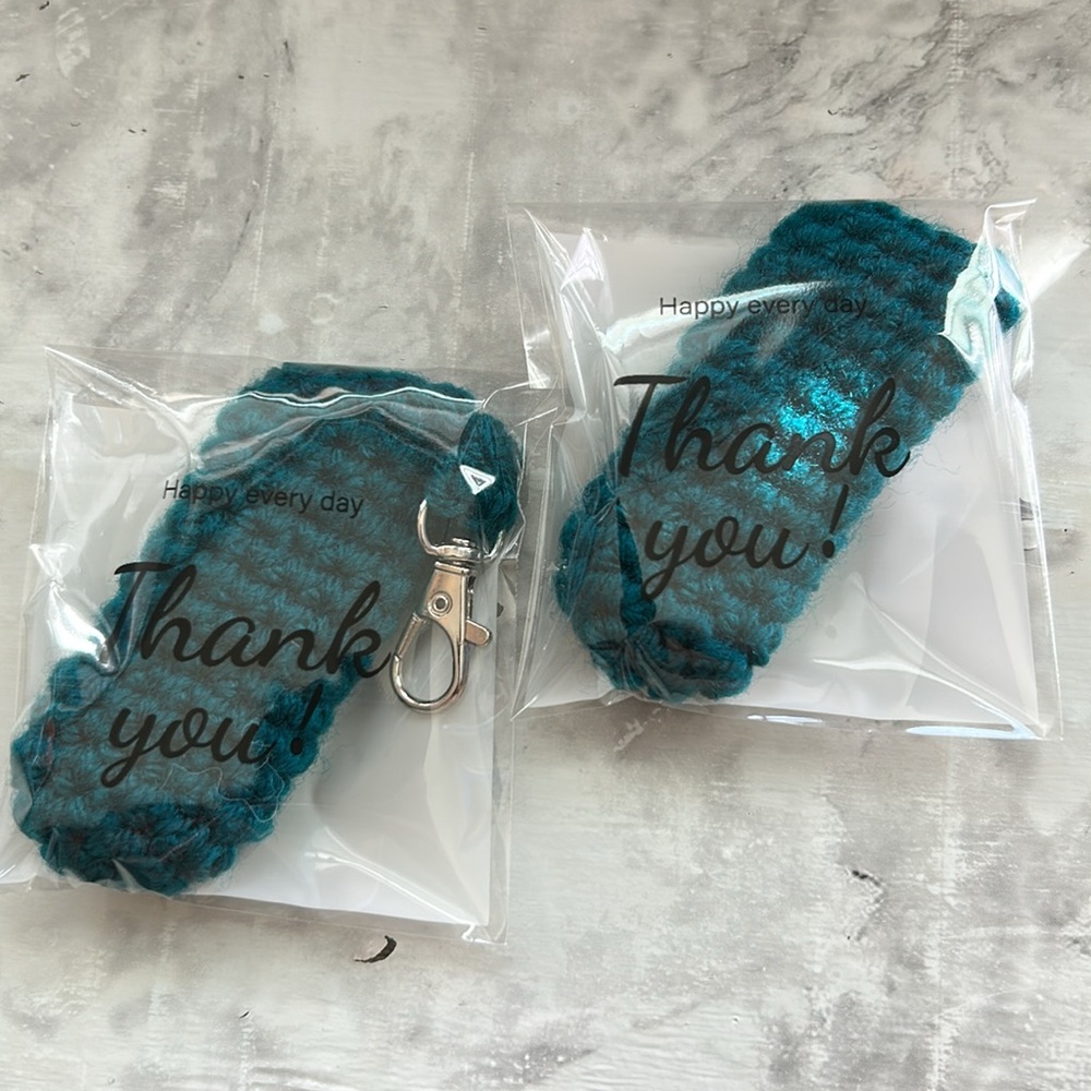 (2) You pick color Crochet lip balm Holder Keychain
